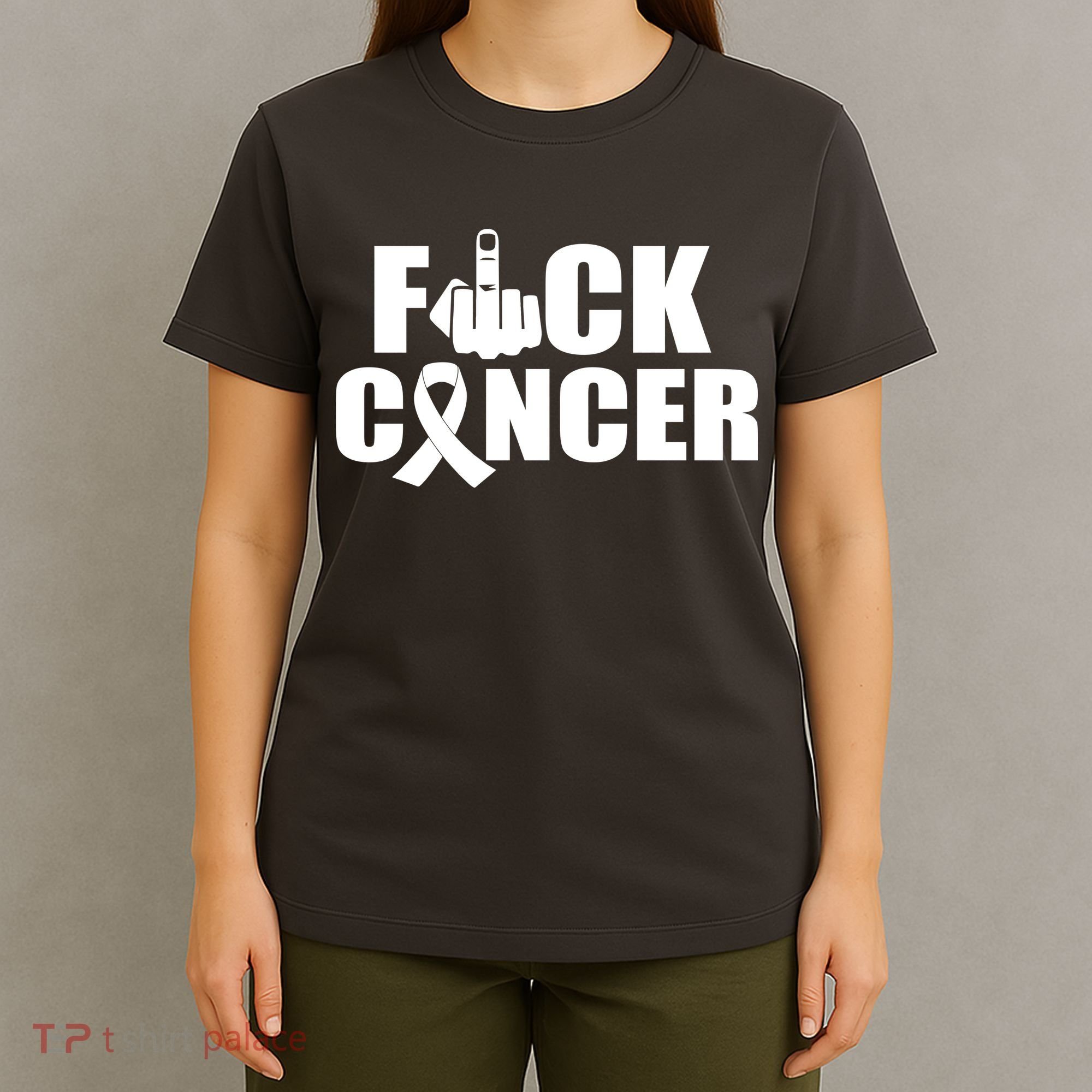 Fuck Cancer Ribbon Middle Finger T-Shirt