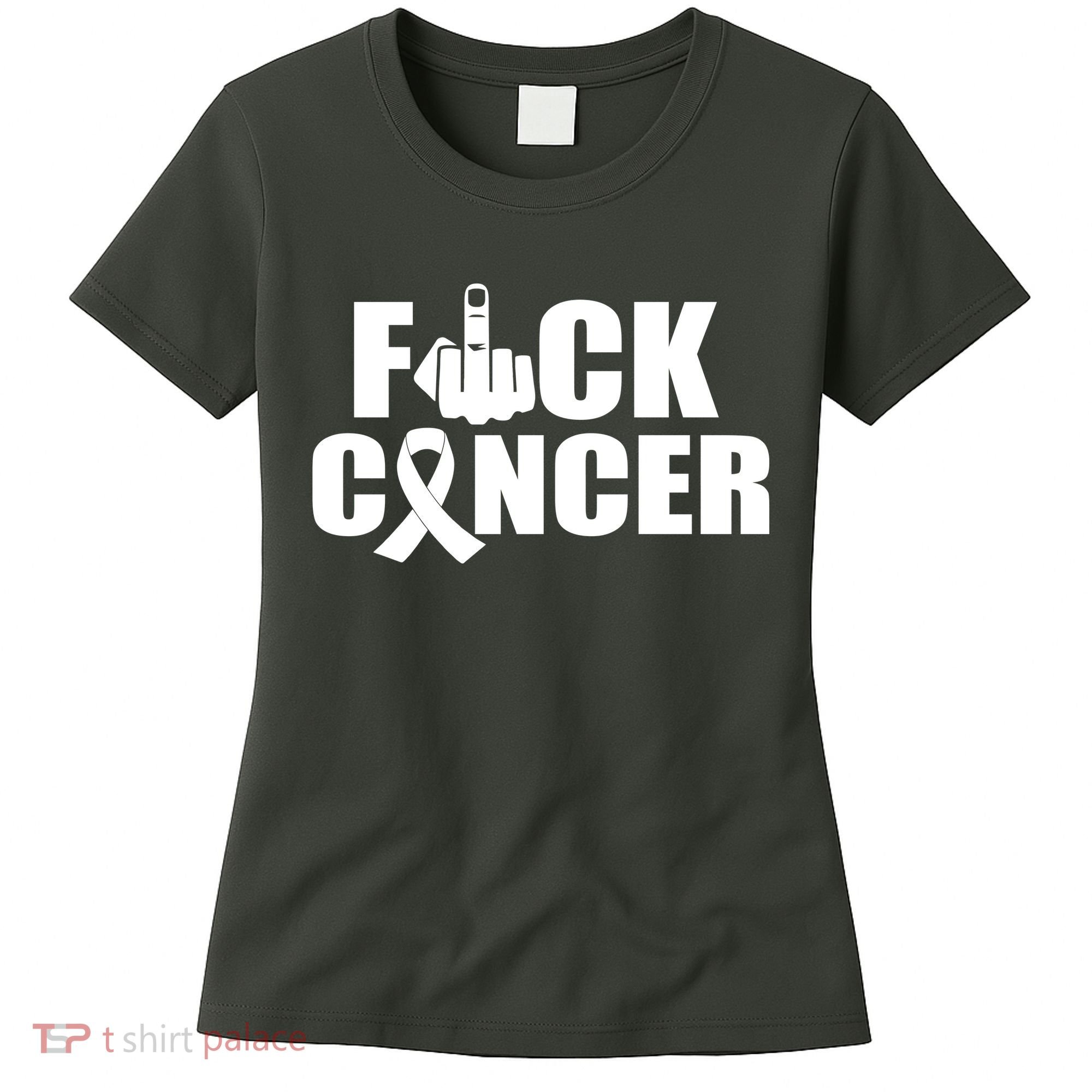 Fuck Cancer Ribbon Middle Finger Women's T-Shirt