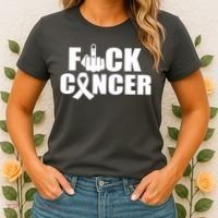 Fuck Cancer Ribbon Middle Finger Women's T-Shirt thumb 2