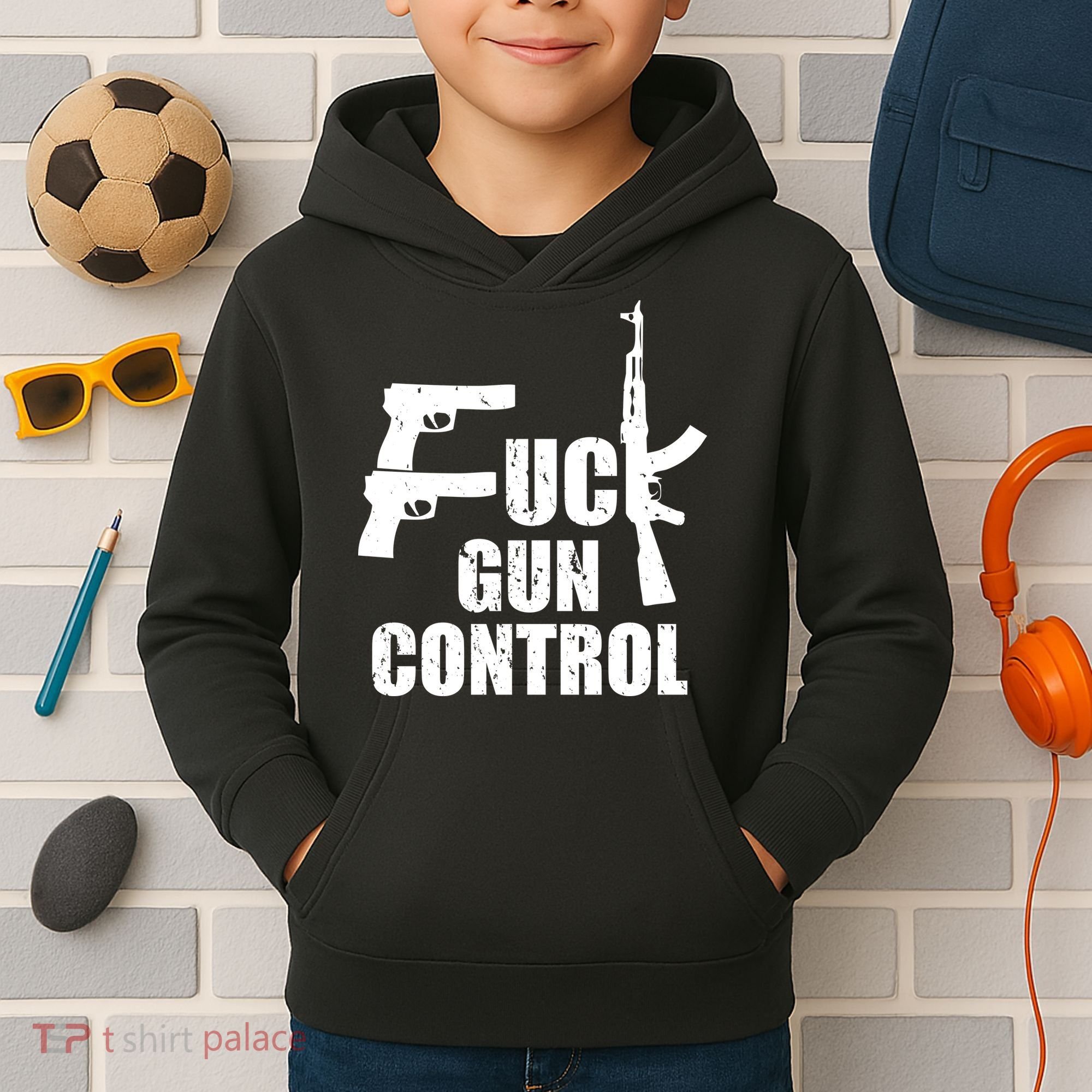 Fuck Gun Control Kids Hoodie