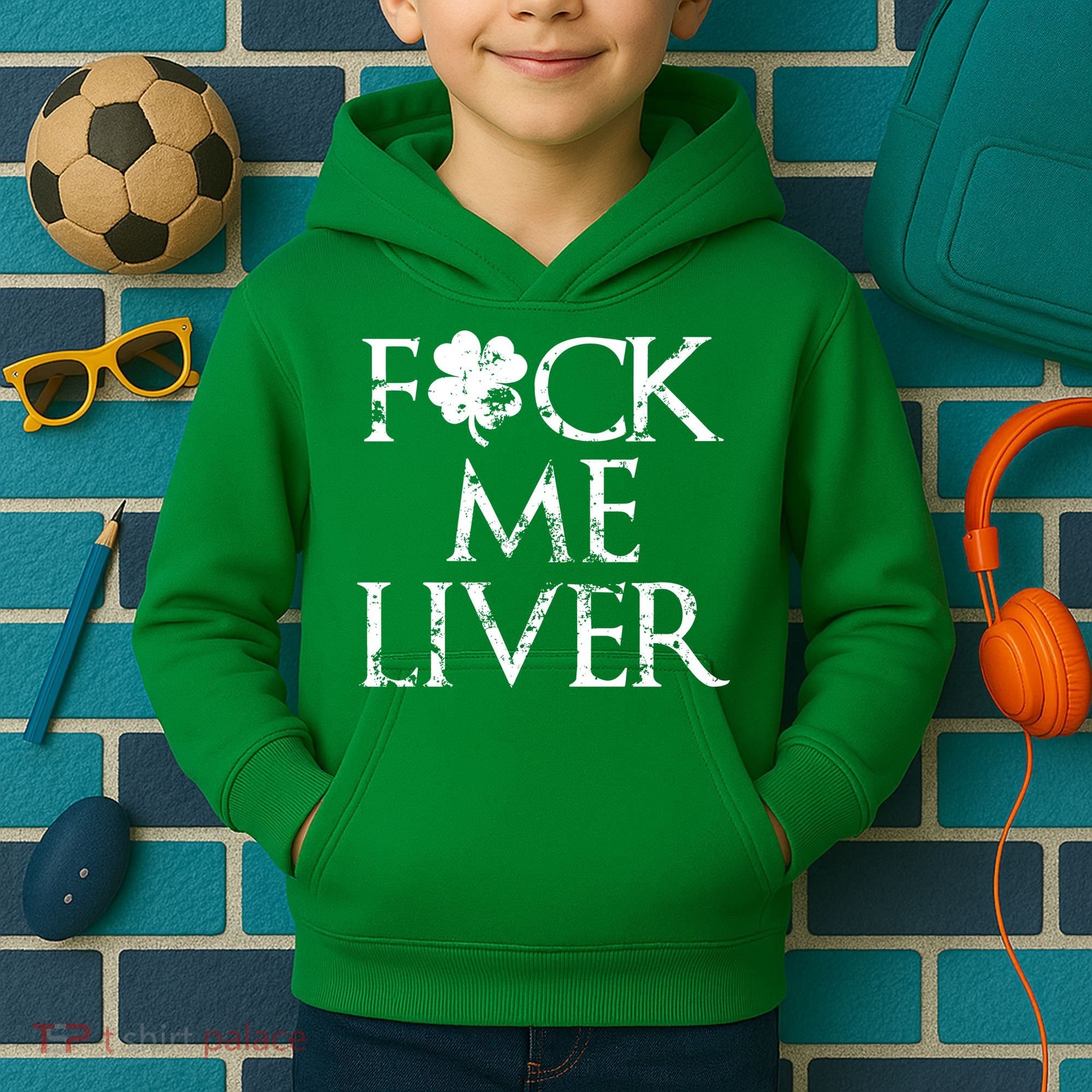 Fuck Me Liver Irish Whiskey Funny St. Patrick's Day Kids Hoodie