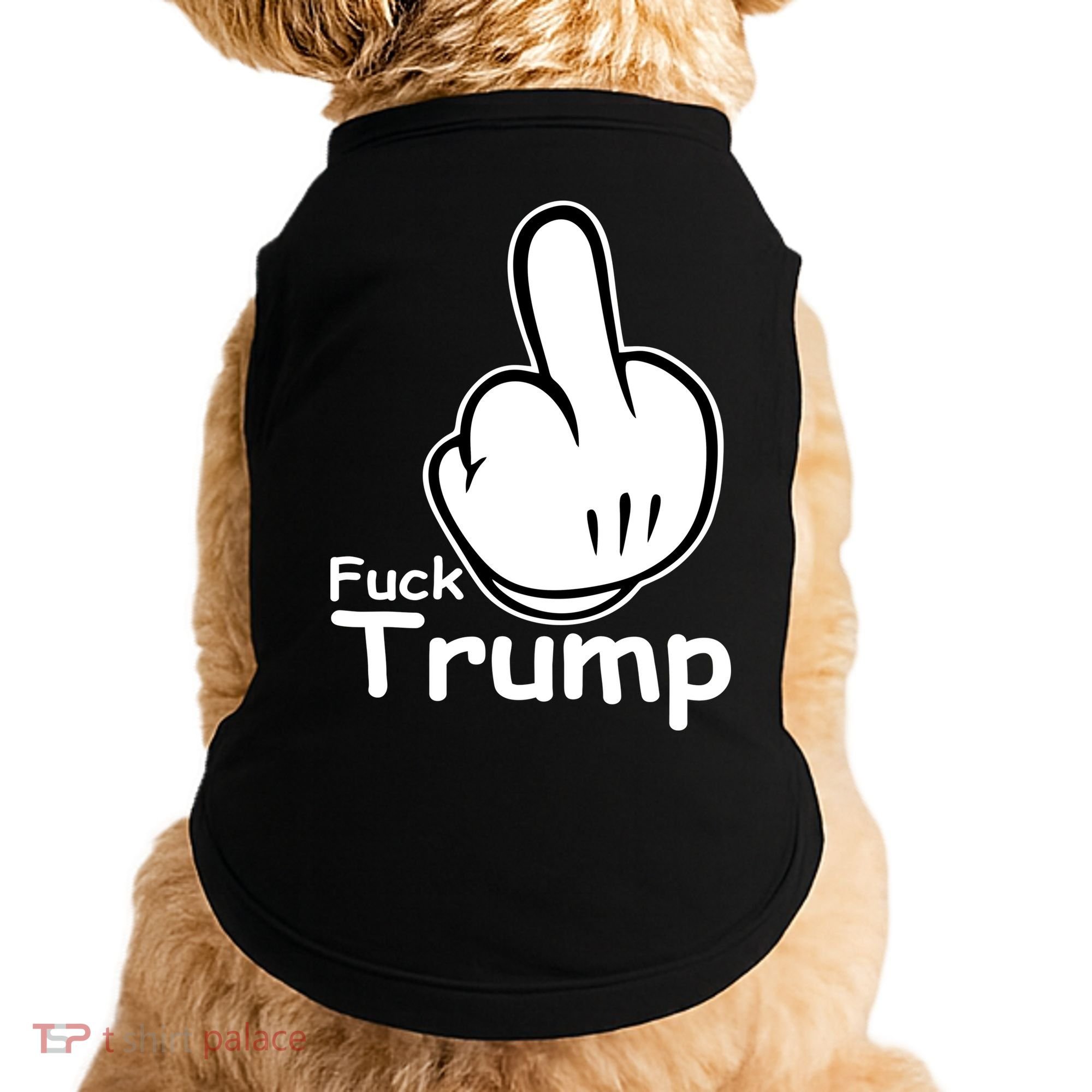 Fuck Trump Cartoon Middle Finger Resist Anti Trump Doggie Tank