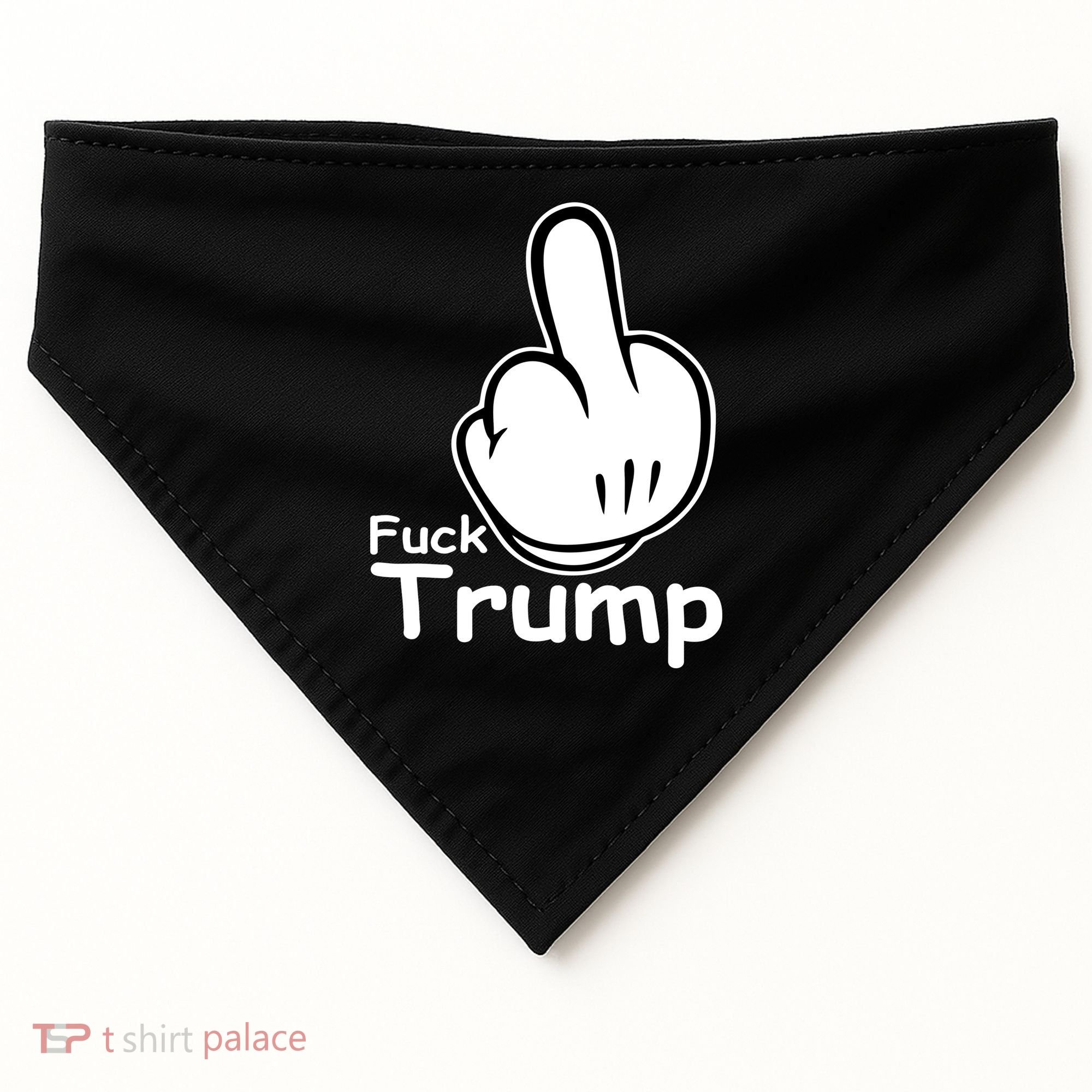 Fuck Trump Cartoon Middle Finger Resist Anti Trump USA-Made Doggie Bandana