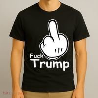Fuck Trump Cartoon Middle Finger Resist Anti Trump T-Shirt thumb 3