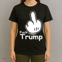 Fuck Trump Cartoon Middle Finger Resist Anti Trump T-Shirt thumb 4