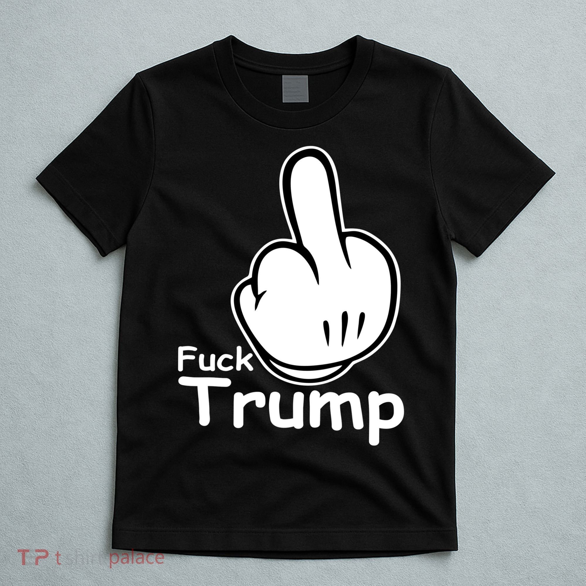 Fuck Trump Cartoon Middle Finger Resist Anti Trump T-Shirt