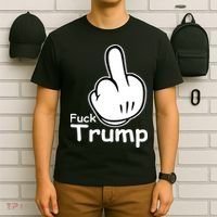 Fuck Trump Cartoon Middle Finger Resist Anti Trump T-Shirt thumb 6