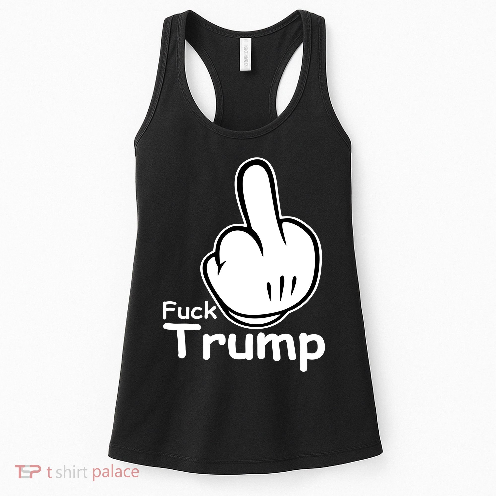 Fuck Trump Cartoon Middle Finger Resist Anti Trump Women's Tank Top