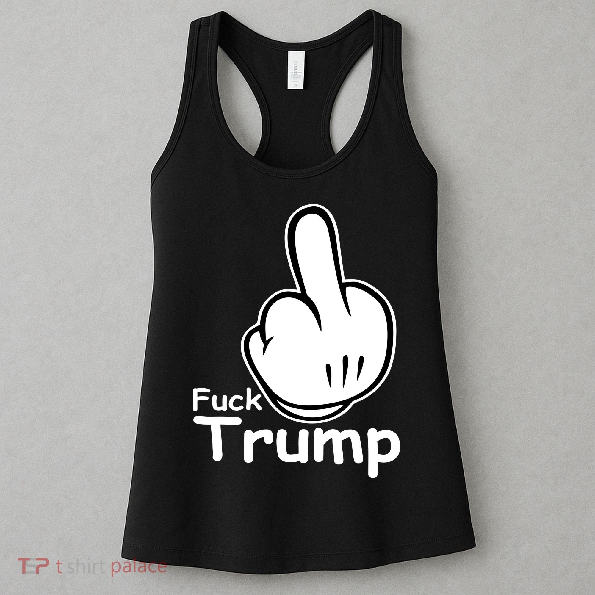Fuck Trump Cartoon Middle Finger Resist Anti Trump Women's Tank Top