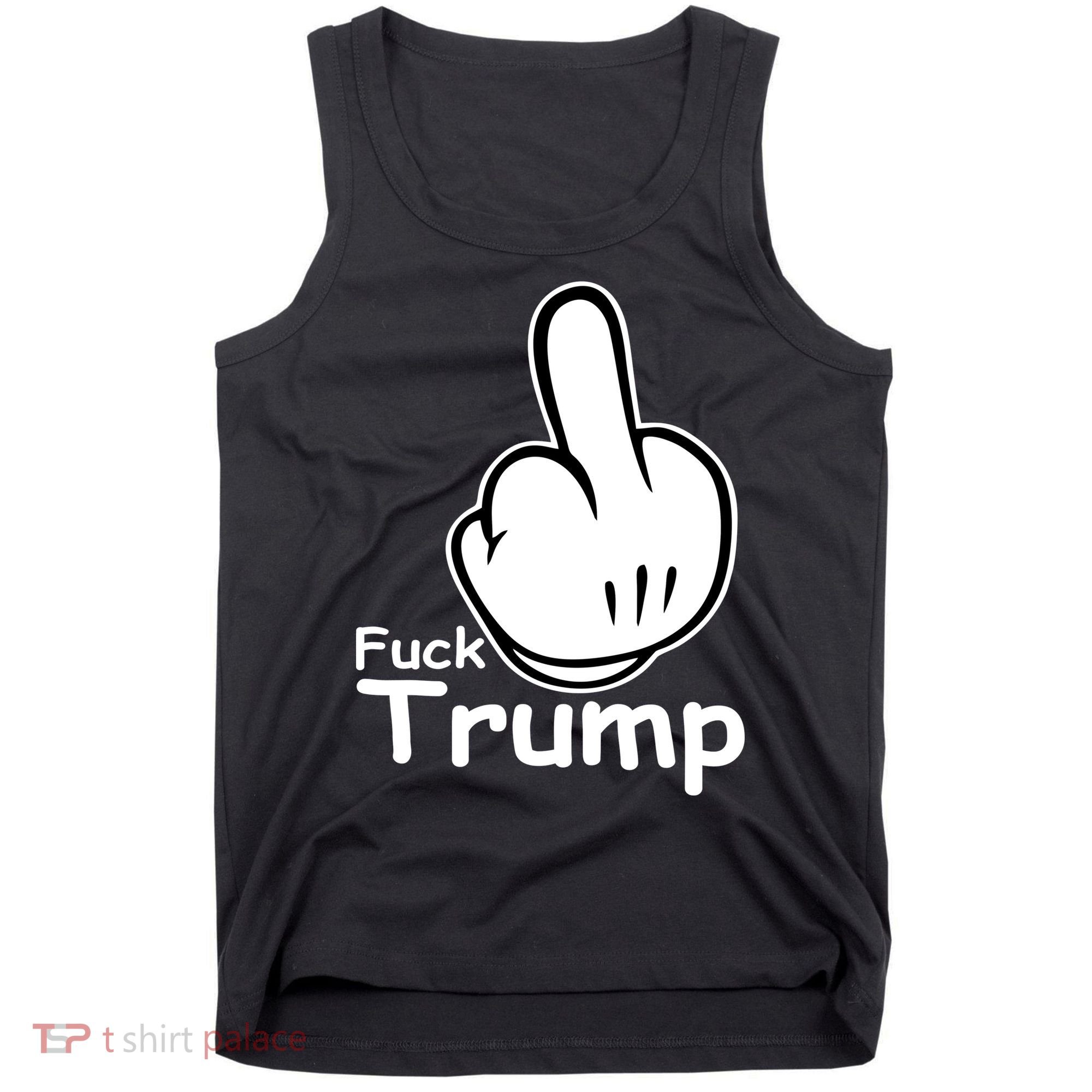 Fuck Trump Cartoon Middle Finger Resist Anti Trump Tank Top