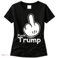 Fuck Trump Cartoon Middle Finger Resist Anti Trump Women's T-Shirt thumb 0