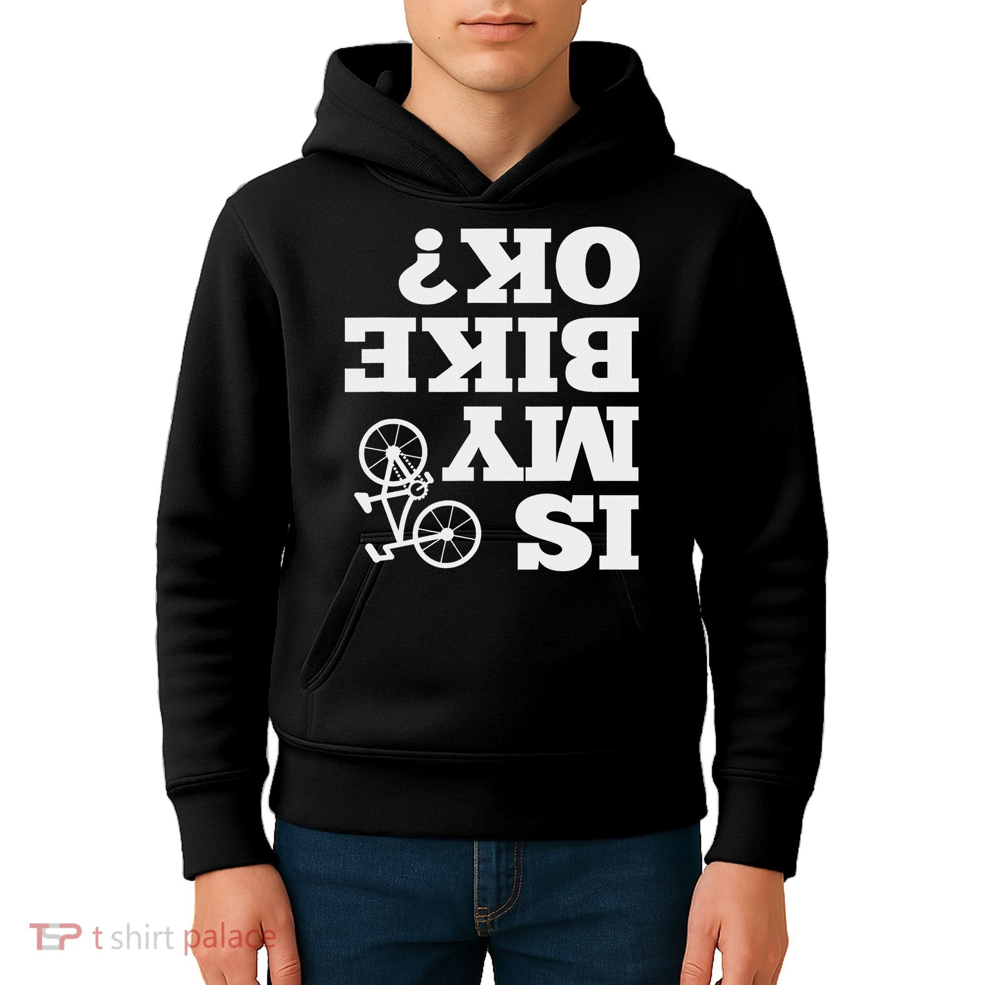 Funny Upside Down Is My Bike Ok Bicycle Sarcastic New Gift Kids Hoodie