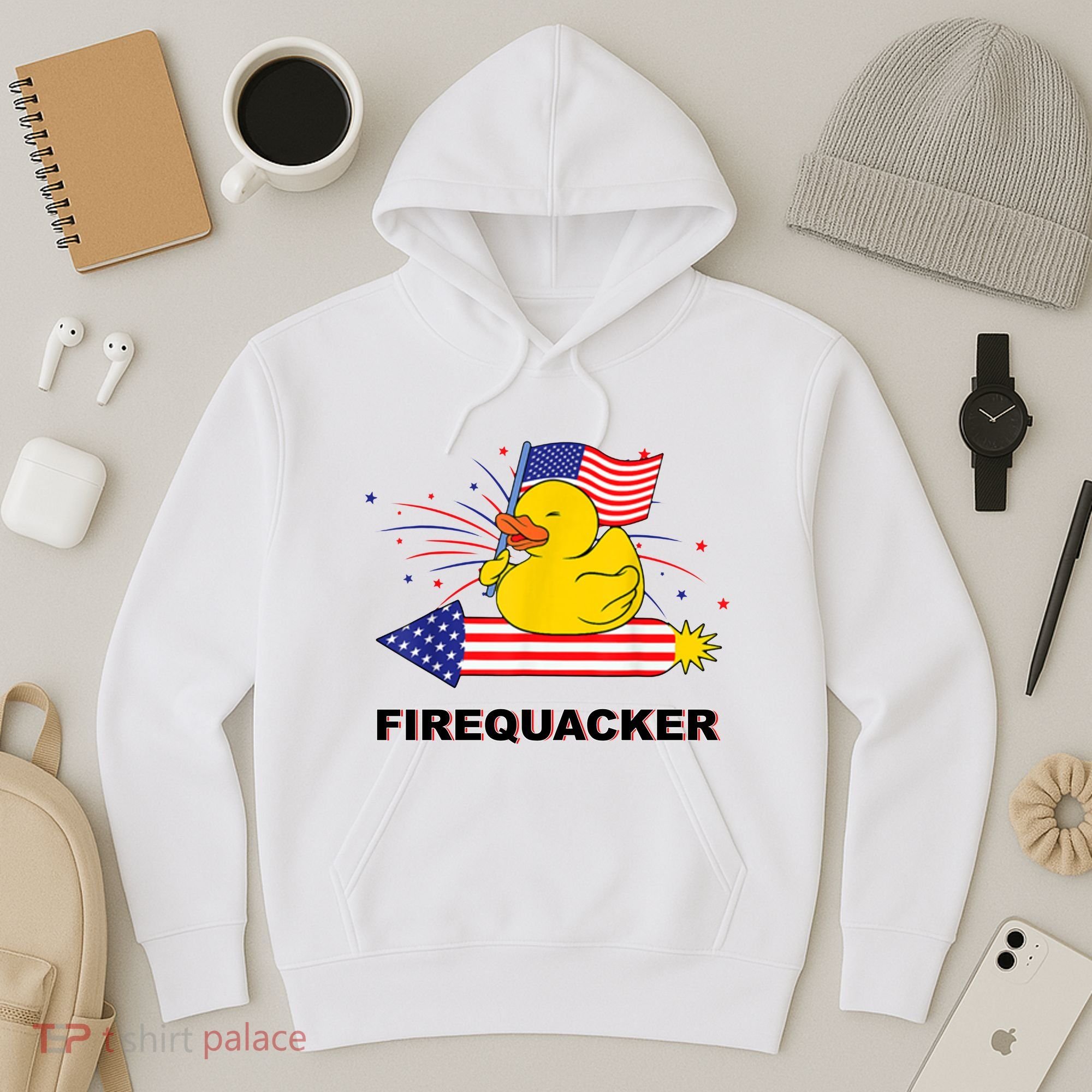 Firequacker Usa Duck Firework 4th Of July Hoodie