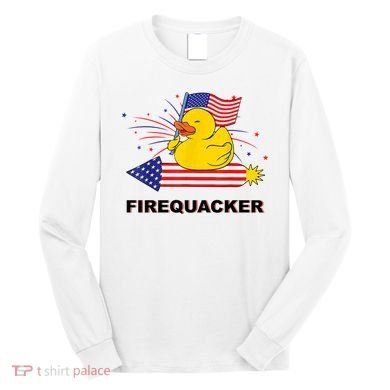 Firequacker Usa Duck Firework 4th Of July Long Sleeve Shirt