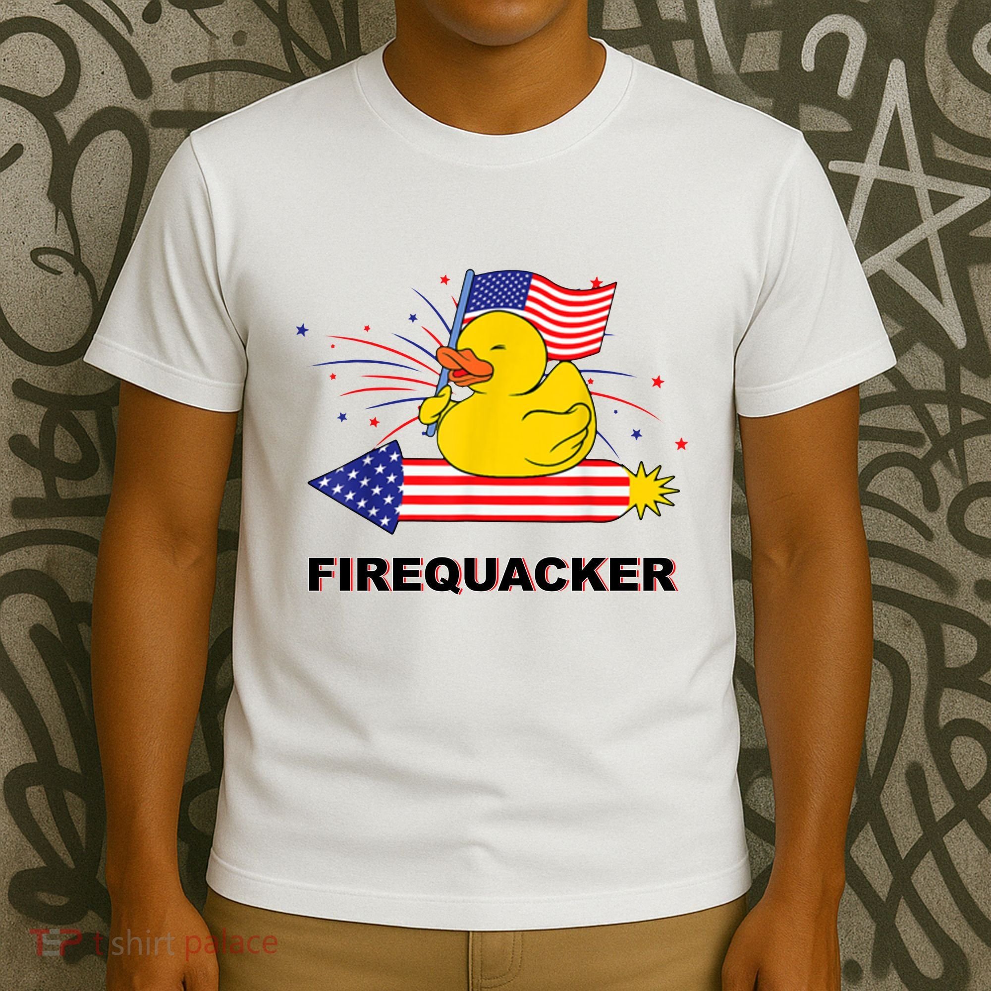 Firequacker Usa Duck Firework 4th Of July T-Shirt