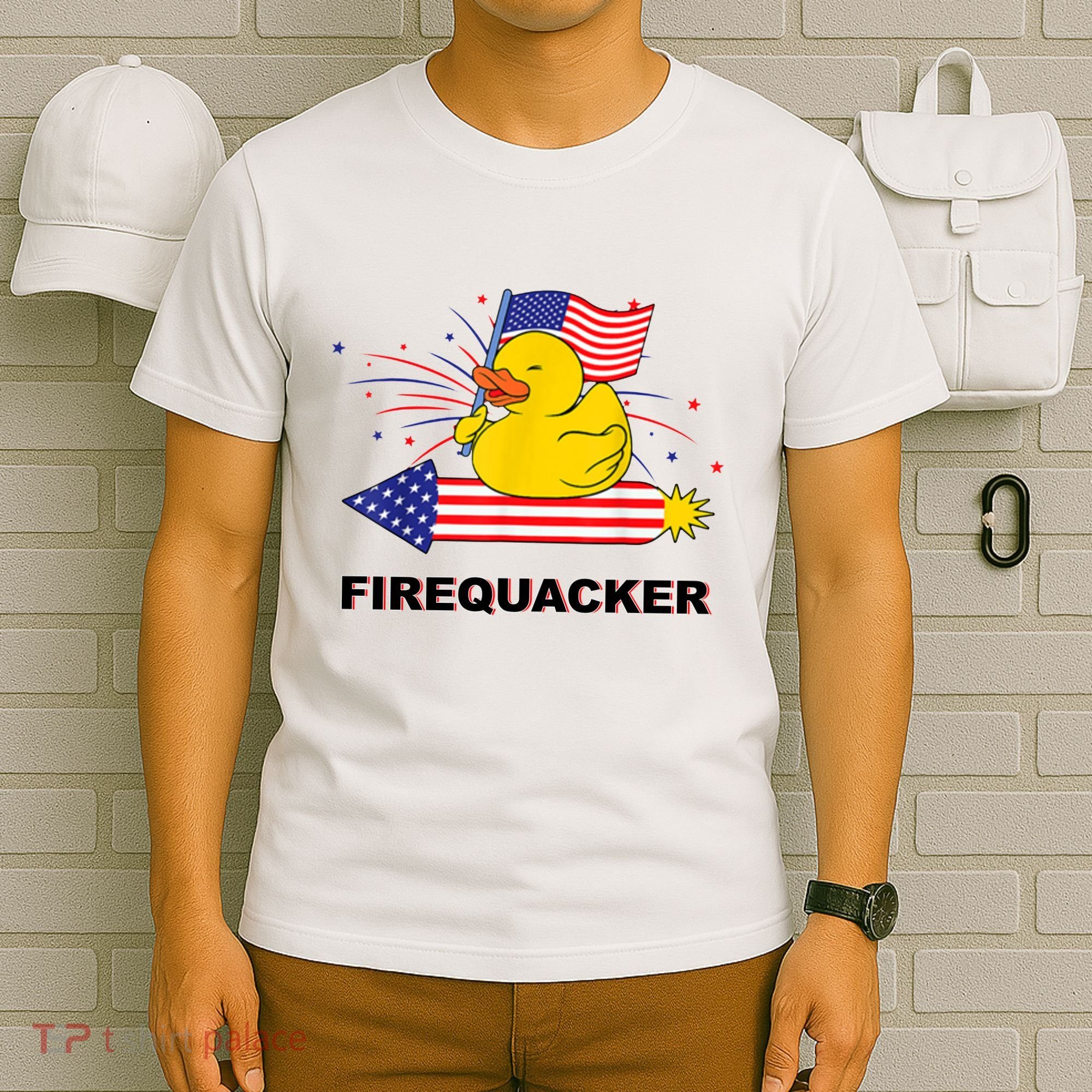 Firequacker Usa Duck Firework 4th Of July T-Shirt