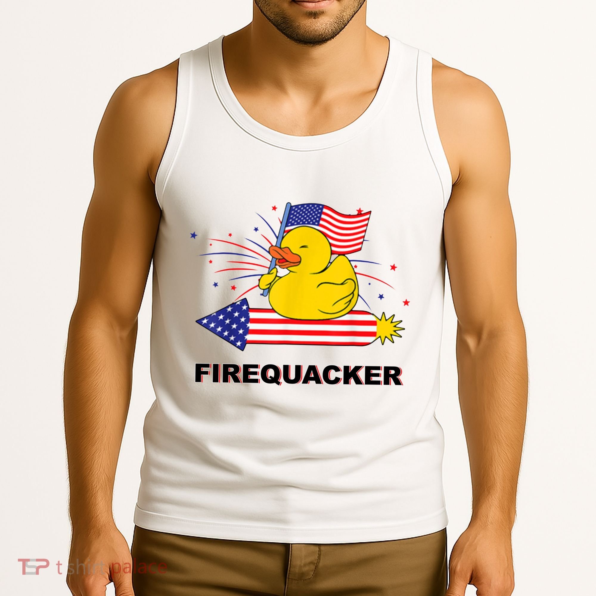 Firequacker Usa Duck Firework 4th Of July Tank Top