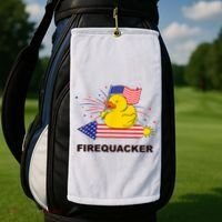 Firequacker Usa Duck Firework 4th Of July Golf Towel thumb 2