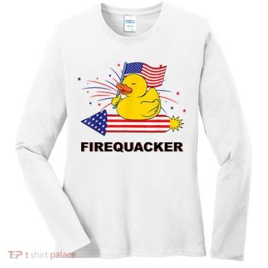 Firequacker Usa Duck Firework 4th Of July Women's Long Sleeve Shirt