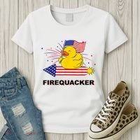 Firequacker Usa Duck Firework 4th Of July Women's T-Shirt thumb 3