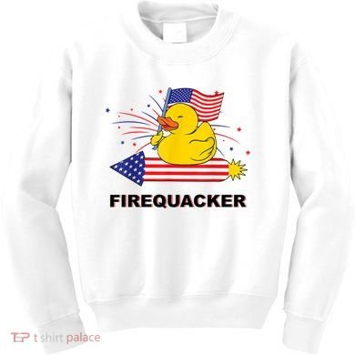 Firequacker Usa Duck Firework 4th Of July Kids Sweatshirt