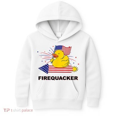 Firequacker Usa Duck Firework 4th Of July Kids Hoodie