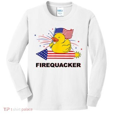 Firequacker Usa Duck Firework 4th Of July Kids Long Sleeve Shirt