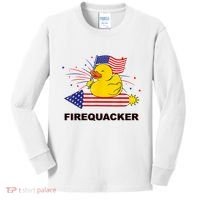 Firequacker Usa Duck Firework 4th Of July Kids Long Sleeve Shirt thumb 0