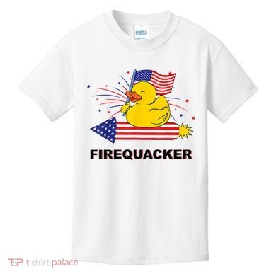 Firequacker Usa Duck Firework 4th Of July Kids T-Shirt