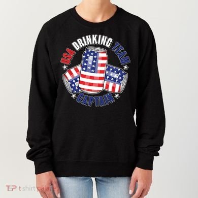 Funny USA Drinking Team Captain American Beer Cans Women's Sweatshirt