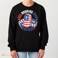 Funny USA Drinking Team Captain American Beer Cans Women's Sweatshirt thumb 0