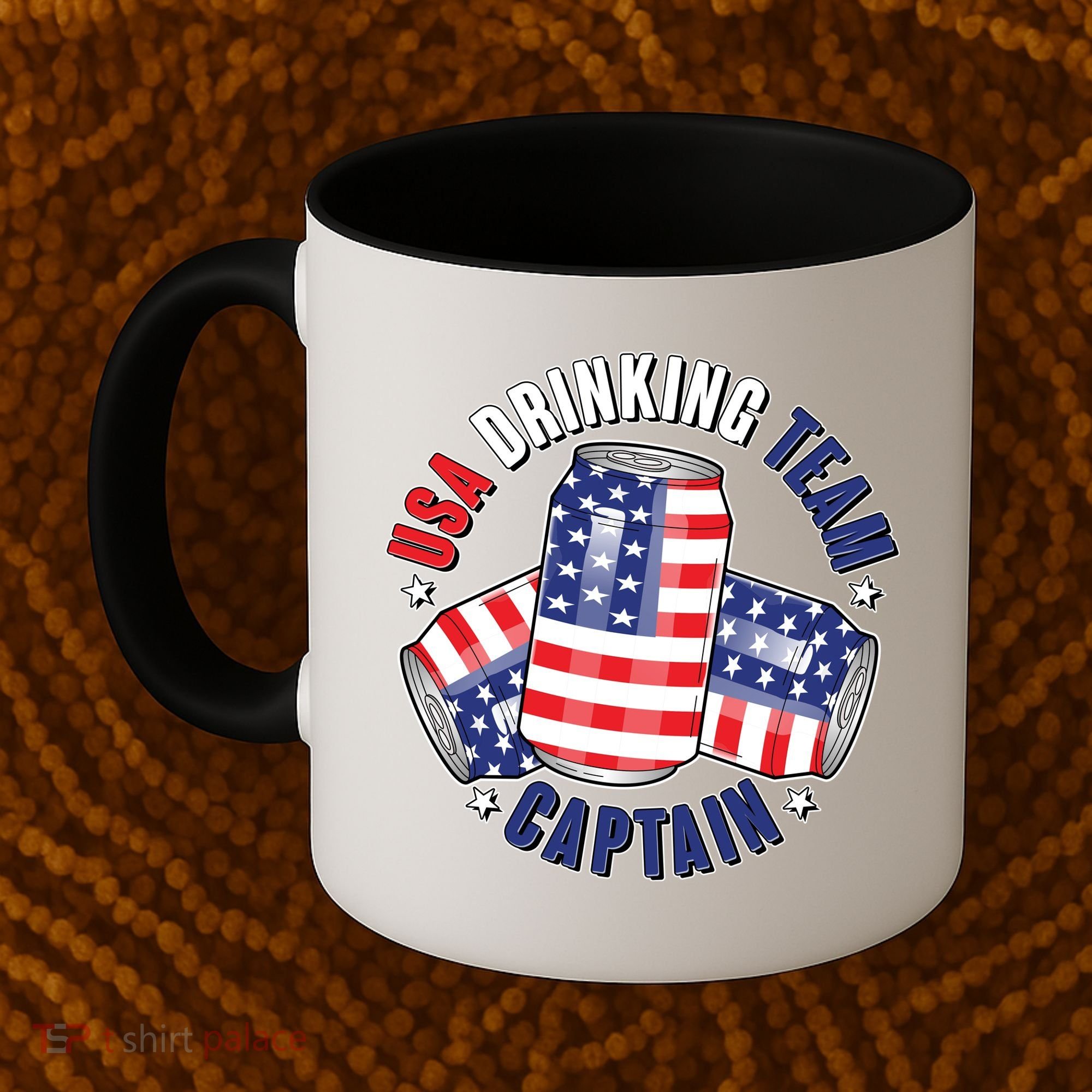 Funny USA Drinking Team Captain American Beer Cans Coffee Mug