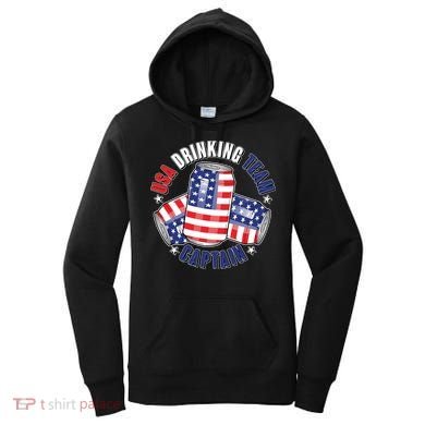 Funny USA Drinking Team Captain American Beer Cans Women's Hoodie