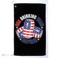 Funny USA Drinking Team Captain American Beer Cans Golf Towel thumb 0