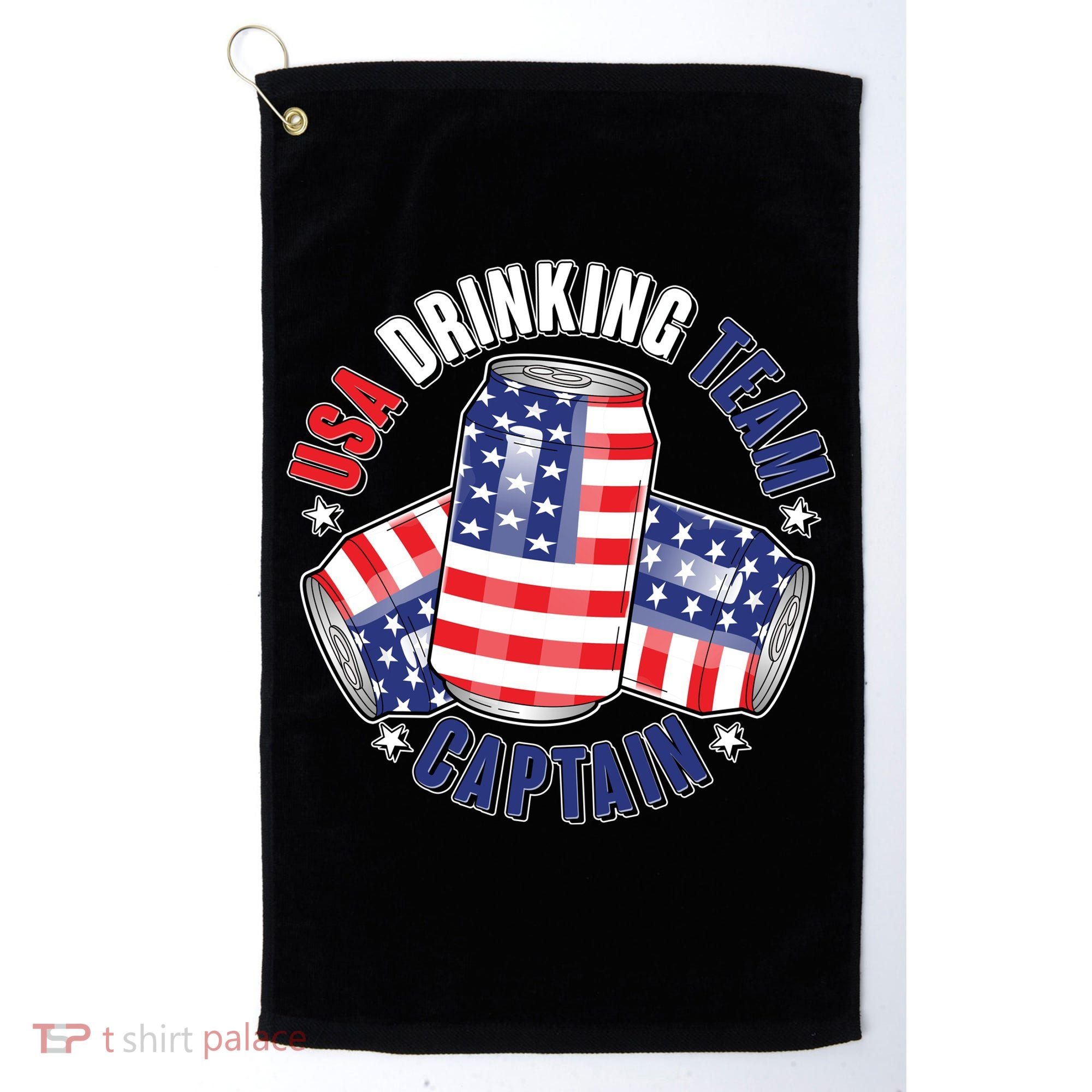 Funny USA Drinking Team Captain American Beer Cans Golf Towel