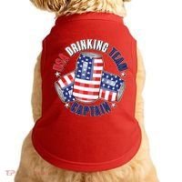 Funny USA Drinking Team Captain American Beer Cans Doggie Tank thumb 0