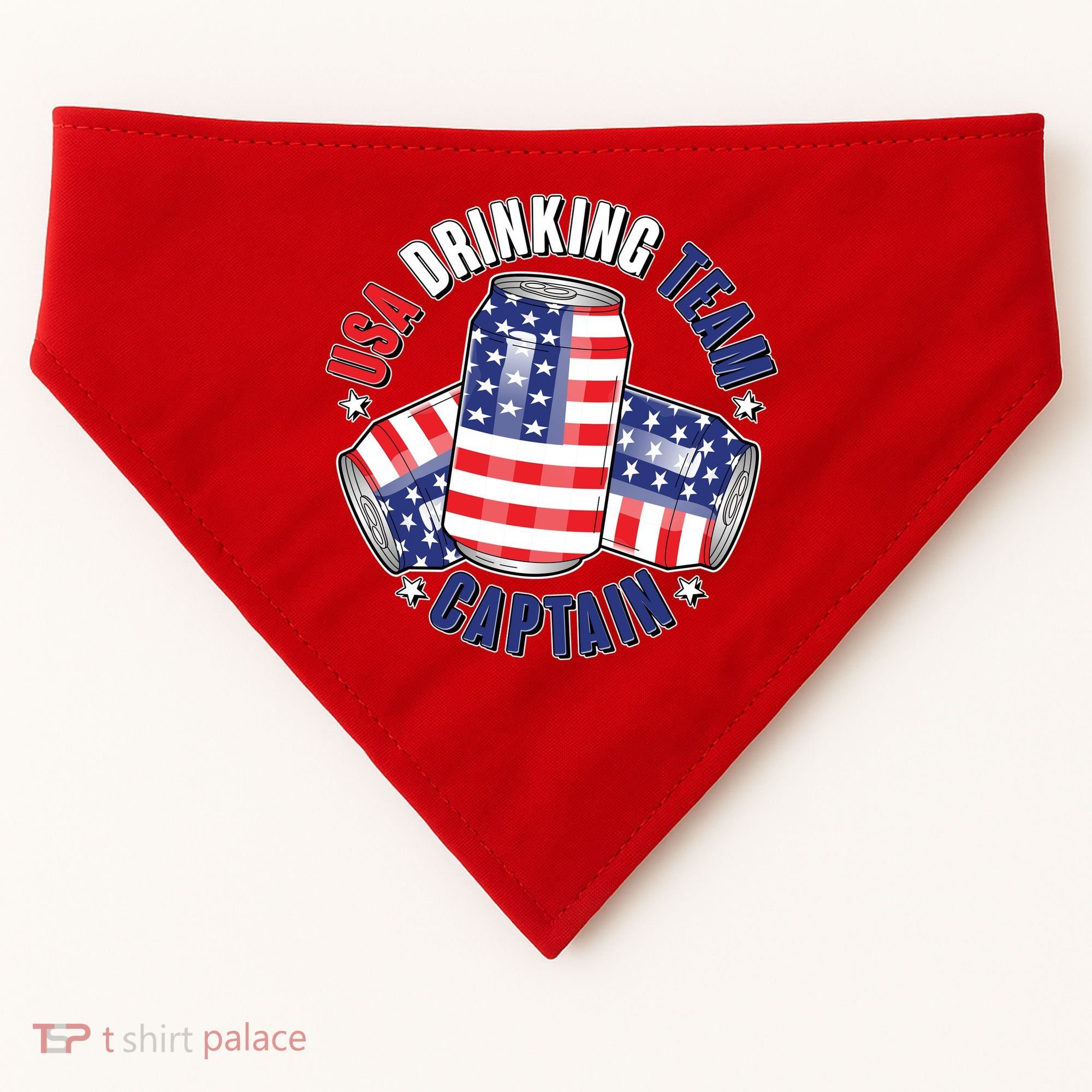 Funny USA Drinking Team Captain American Beer Cans USA-Made Doggie Bandana