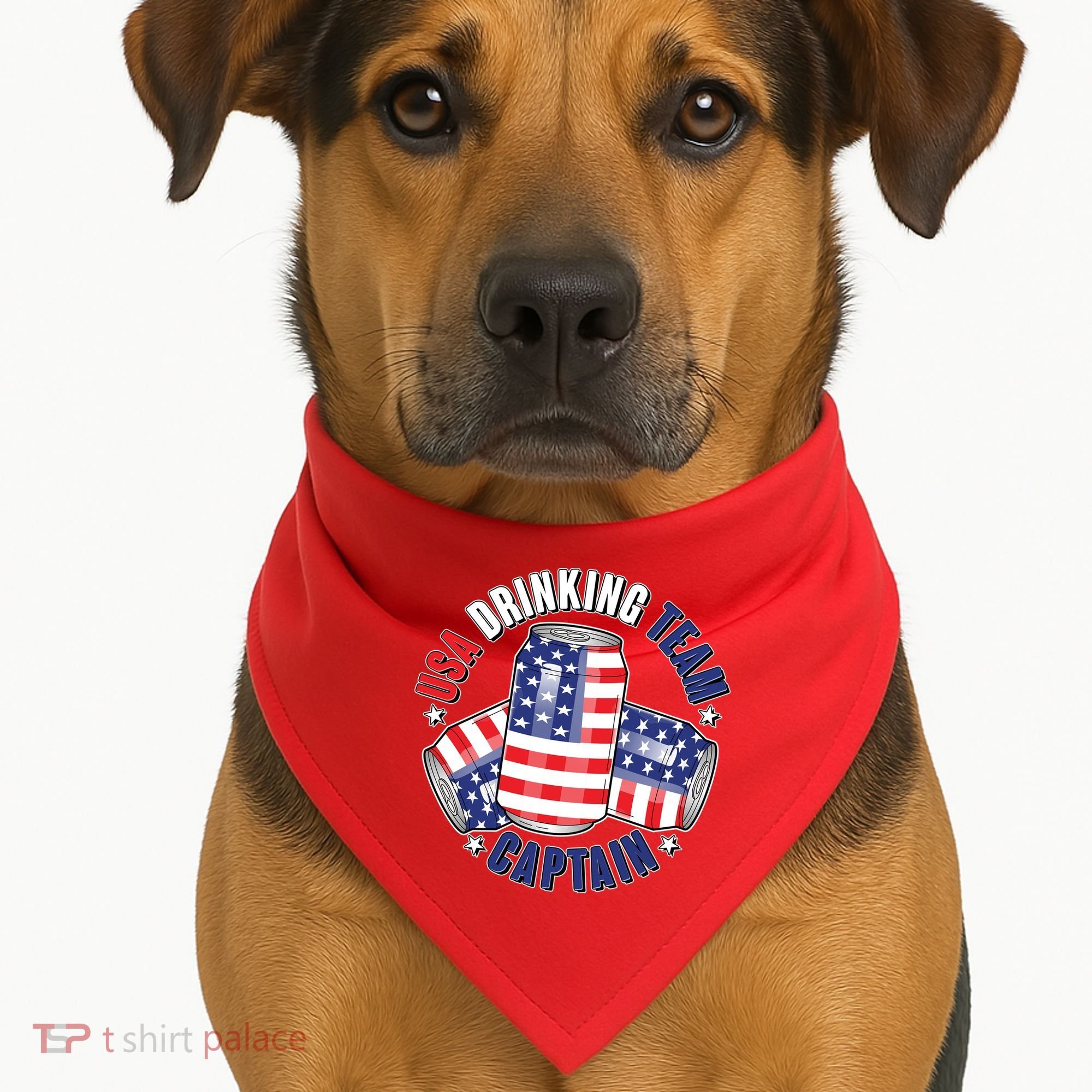 Funny USA Drinking Team Captain American Beer Cans USA-Made Doggie Bandana
