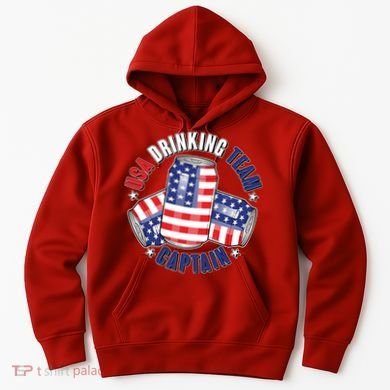 Funny USA Drinking Team Captain American Beer Cans Hoodie