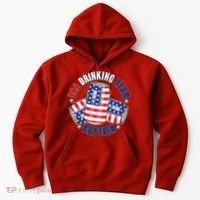 Funny USA Drinking Team Captain American Beer Cans Hoodie thumb 0