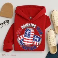 Funny USA Drinking Team Captain American Beer Cans Hoodie thumb 4