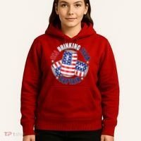 Funny USA Drinking Team Captain American Beer Cans Hoodie thumb 5