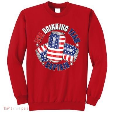Funny USA Drinking Team Captain American Beer Cans Sweatshirt