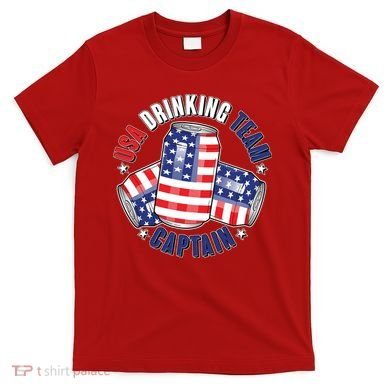 Funny USA Drinking Team Captain American Beer Cans T-Shirt