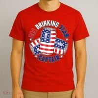Funny USA Drinking Team Captain American Beer Cans T-Shirt thumb 3