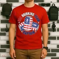 Funny USA Drinking Team Captain American Beer Cans T-Shirt thumb 6