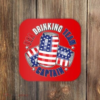 Funny USA Drinking Team Captain American Beer Cans Coaster