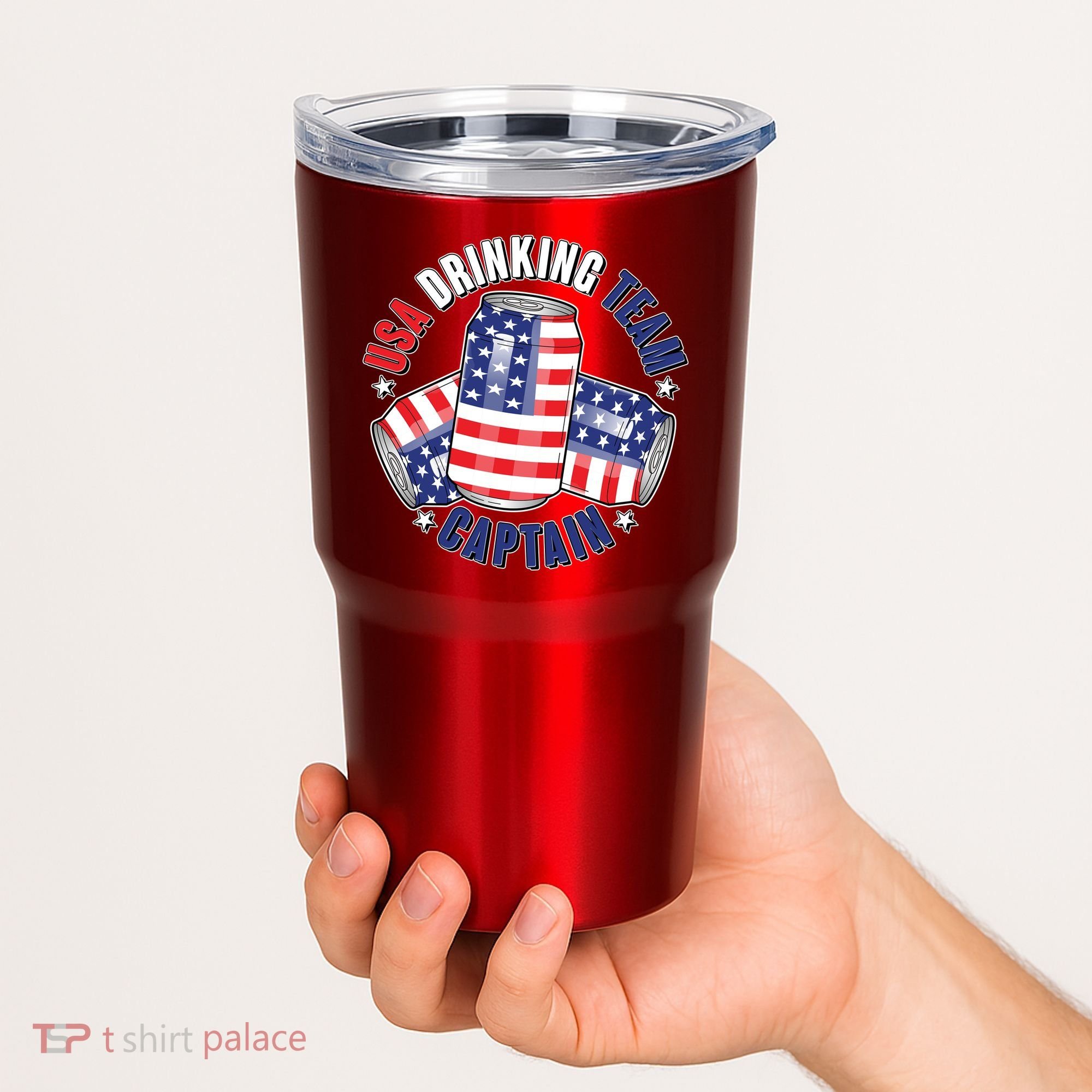 Funny USA Drinking Team Captain American Beer Cans Tumbler