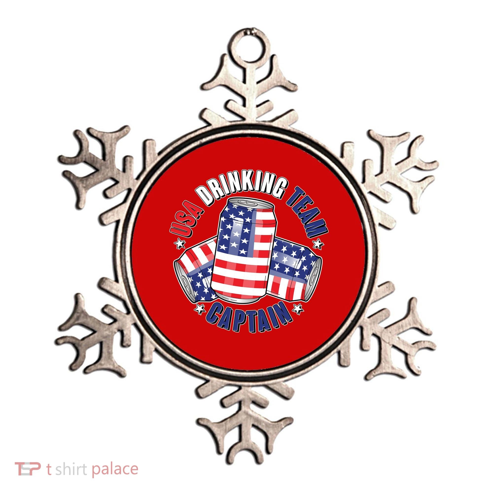 Funny USA Drinking Team Captain American Beer Cans Ornament