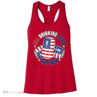 Funny USA Drinking Team Captain American Beer Cans Women's Tank Top
